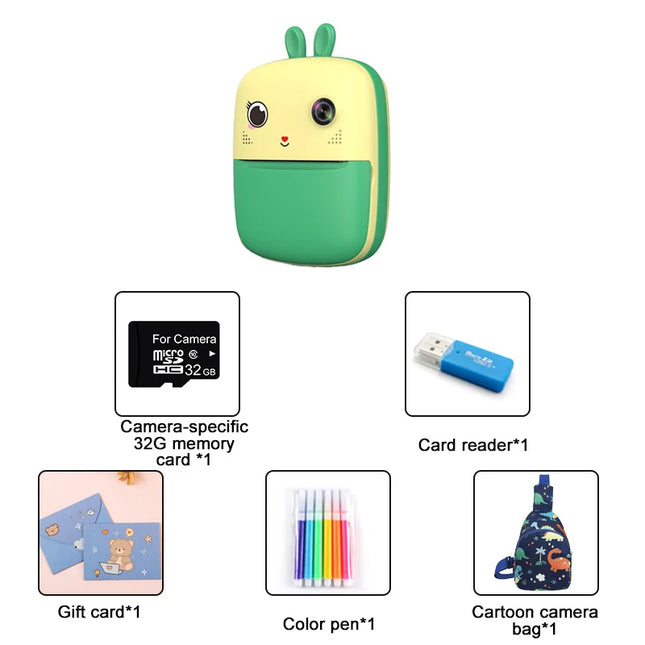 Children's Toys Instant Print Digital Camera Kids Paper Shoot Photo 1080p HD Video Cameras For Gifts Boys Birthday Girls Outdoor
