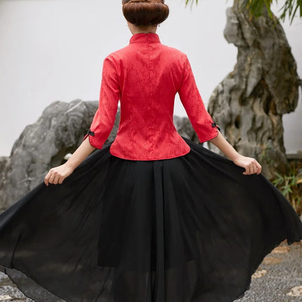 Cheongsam Top Hanfu Ethnic Style Chinese Clothing for Women Clothes Qipao Vintage Embroidery Elegant Shirt Streetwear Harajuku