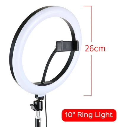26cm 10inch Led Selfie Ring Light Round Ring Lamp with Phone Holder Photography Fill Lighting with Tripod for Youtube Live Video