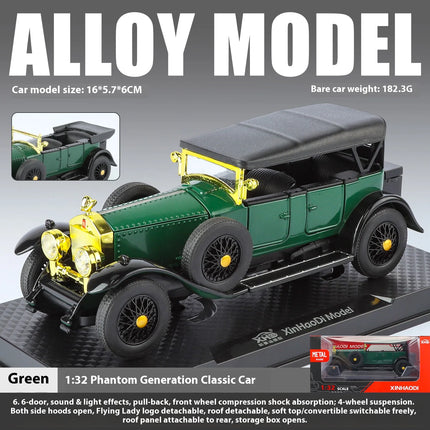 1:32 Rolls Royce Phantom I Alloy Metal Diecast Model Car High Simulation Decoration Display Ornaments With Sound And Light Gifts