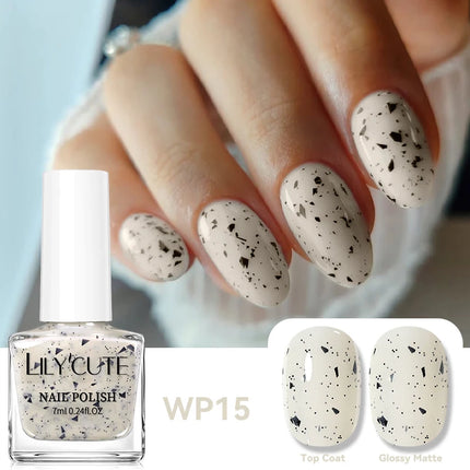 LILYCUTE 7ml Water-based Nail Polish Red Glitter Sequins Long Lasting Quick Drying No Need of Lamp to Cure Vernis for Nails