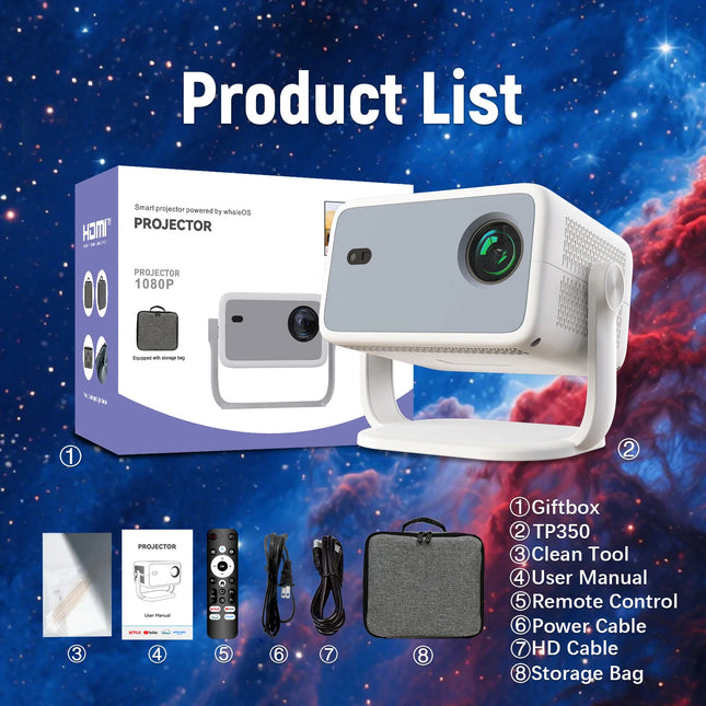 Velec Projector TP350NTV 650 ANSI 1080P 4K Auto Focus BT5.2 WIFI6 Android 13 Portable Outdoor Video Smart Home Theater Projector