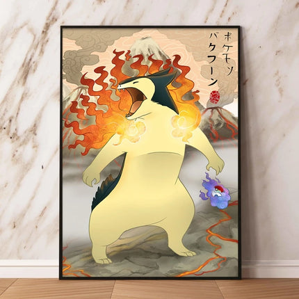 Hot Selling Pokemon Gyarados Classic Anime Posters Canvas Wall Art Modern Home Living Room Decoration Paintings Friends Gifts