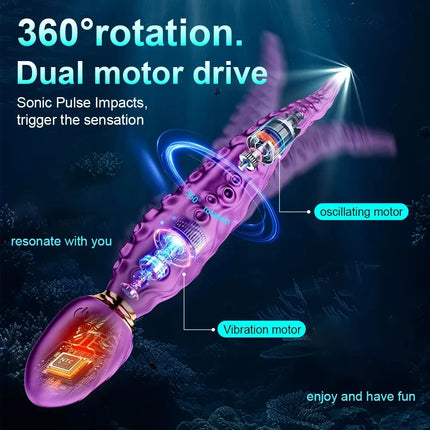 Octopus Tentacle Vibrator for Women Realistic Clitoris Stimulator 360° Dildo G-Spot Vagina Massger Masturbation Adult Sex Toys