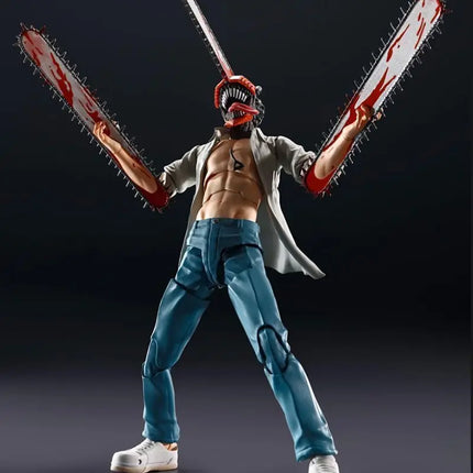 Chainsaw Man Denji Articulated Action Figure Boxed Collectible Pvc Model 16cm White Open Shirt Anime Statue For Adult Collection