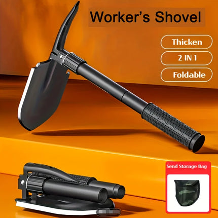 Tactical Folding Shovel Survival Shovel with Saw, Handle, Pickaxe, And Camouflage Bag | Durable Stainless Steel for Camping