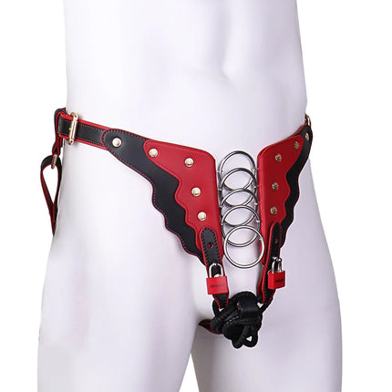 LEZEE Male Chastity Cage Oath Bearer Pants High Quality Microfiber Restraint Strap Leather Belt Urethral Lock Men's Body Harness