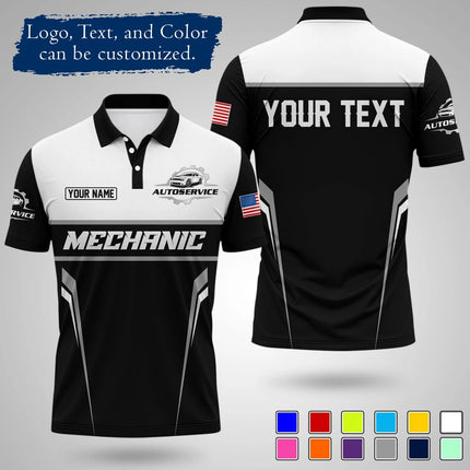 Mens Customizable Mechanic Work Polo Shirts Personalized Text And Logo Short Sleeve Tops 2026 Summer Breathable Sports POLO Tops