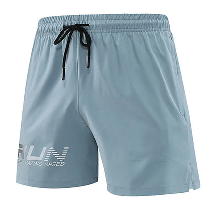 Men Thin Quick Dry Sports Running Shorts Drawstring Waist Side Split Print Gym Workout Fitness Training Walking Short Pants
