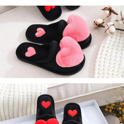 Autumn/winter Warm Cotton Slippers Women's Cartoon Peach Heart Design Floor Anti-slip Home Slippers For New Mothers