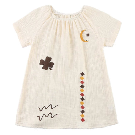 RAISE 2026 Summer Siblings Attires Children Pure Cotton Pajamas Set Kids Boys Tees+shorts Homewear Suit Kids Girls Print Dress