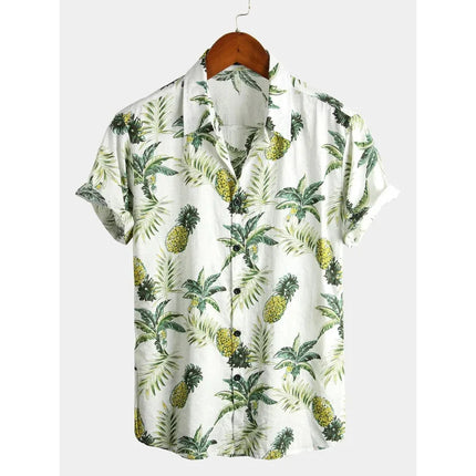 2026 Summer Mens Striped Floral Shirt 3D Print Short Sleeve Beach Casual Oversized Vacation Hawaiian Camisa Listrada