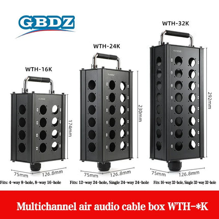Multi-channel Al alloy Cable Blank Cable Box 16/24/32 Channels for Stage Mobile Audio XLR Male Female Audio Signal Cablebox hole