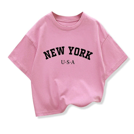 Summer Baby Boy Clothes Kid Girls Casual Tops New York Printed T-shirts Children Fashion Crew Neck Short Sleeve Top