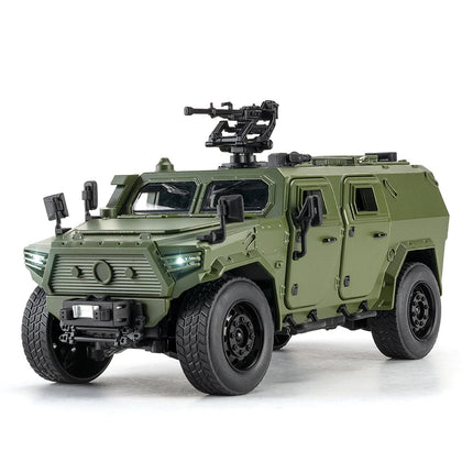 1:18 Dongfeng M-Terrain Alloy Car Toys Miniature Model Diecast Military Vehicle Sound Light Pull Back Doors Opened Kid Xmas Gift