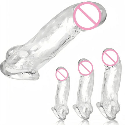Penis Sleeve Extender Adult Sex Toy Cock Sleeve 3 Sizes Pennis Extender Penis Extension Time Sex Toy Pleasure Tools Couples