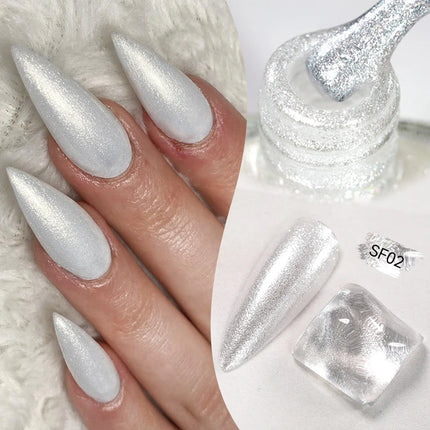 LILYCUTE 7ml Glitter Nail Polish Colorful Bright Shining Pearl Auroras Effect Shell Manicue Nail Art Varnish No Need Lamp Cured
