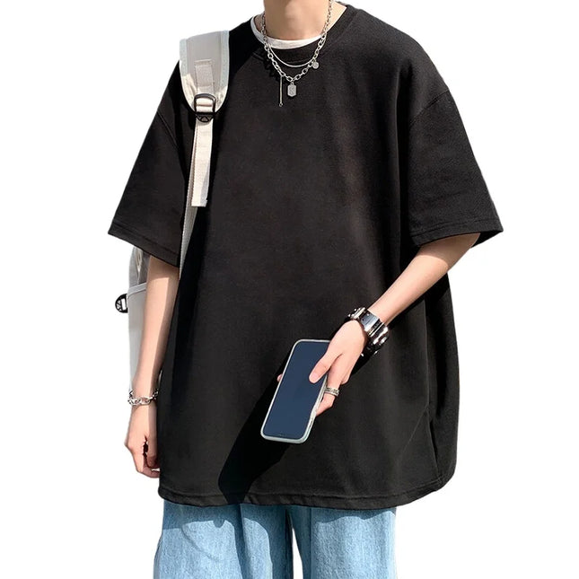 Men's Cotton T-shirts White Men's Casual Summer Wear Oversized T Shirt Solid Tee Shirts for Men 5XL Big Size Male Clothes