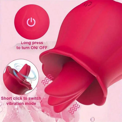 Powerful Swing Tongue Licking Vibrator Female Rose-toy Oral Nipple Clitoris Stimulator Massager Adults Goods Sex Toys for Women