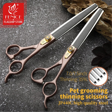 Fenice Professional JP440C 7/7.5/8 inch Pet Dog Grooming Chunker Scissors Thinning Shears Tijeras Tesoura Thinning Rate 35%/75%