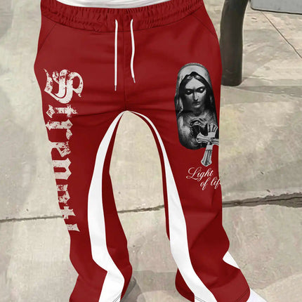 Y2k Flared Pants Men Loose 3D Print Trousers Casual Sweatpants Mid Waist Sporty Female Clothes Streetwear Hip Hop Vintage Pants
