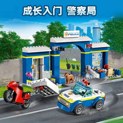 City Fire Station Helicopter Truck Garage Firehouse Building Blocks Set Bricks Compatible 60110 Model Festival Party Gift
