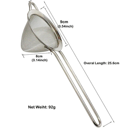 Cocktail Bar Strainer Fine Mesh Stainless Steel Conical Strainer Premium Mesh Cocktail Cone Strainer