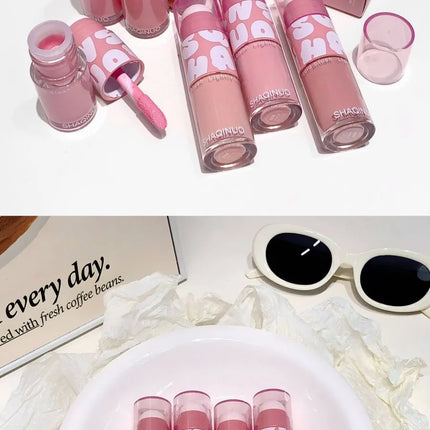 SHAQINUO Double-ended Liquid Blush with Dizzy Dye Brush, Natural, Complexion-enhancing, Low-saturation, Matte Blush Liquid