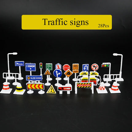 Safety Education Traffic Light Toy Traffic Signs and Crosswalk Light Signal Toys Signpost Barrier Speed Limit Indicator Warning