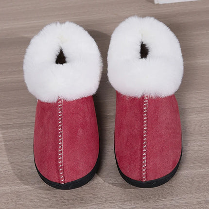Fur Ankle Fluffy Slippers Women 2024 Winter Warm Plush Indoor Home Slippers Woman Faux Suede Closed Toe Soft Sole House Shoes