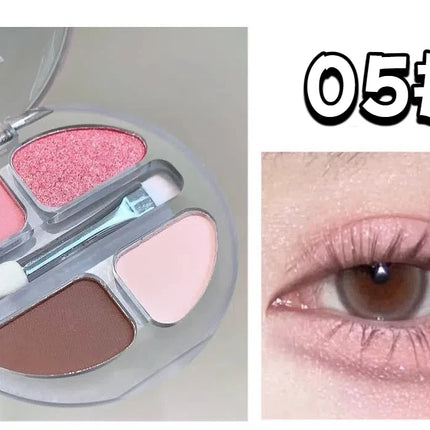 4 Colors Shimmer Matte Eyeshadow Palette Nude Rose Pink Glitter Pigment Eye Shadow Lasting Waterproof Makeup Palette with Brush
