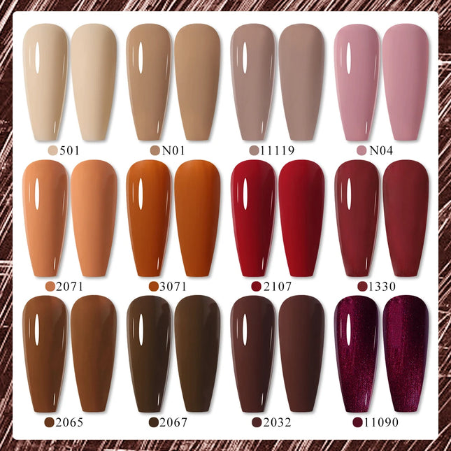 Arte Clavo Red Brown Gel Nail Polish 15ml Autumn Series Base Top Coat Soak Off UV Gel Semi Permanent Varnishes Design Nail Art