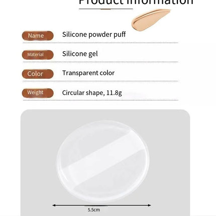 1pcs，Transparent silicone powder puff, super soft jelly air cushion powder puff, dry and wet sunscreen liquid foundation puff