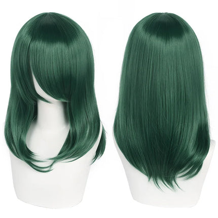 High Quality 40cm Medium Cosplay Wig With Bang Black Blond Pink Red Blue Purple Heat Resistant Synthetic Hair Wigs