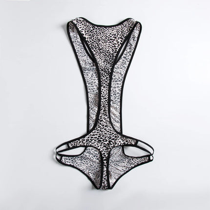 Leopard Men's Bodysuits Building Shapers Tights Men Singlet Underwear Bikini Sexy Men T-Back Jumpsuit Stretch Thongs Jockstrap