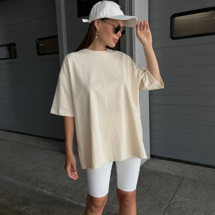 Botvotee 21 Colors Ins Fashion Summer Oversized Basic Solid T-Shirts for Women 100% Cotton White Black Pink T-shirt Casual Tops