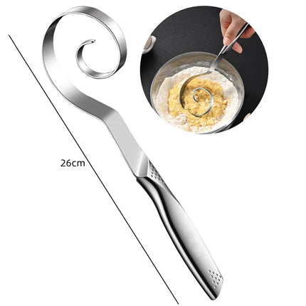 Danish Dough Whisk Stainless Steel HandHeld Bread Blender Dough Scraper Hole Fast Stirring Tool Danish Dough Whisk Egg Stirrer