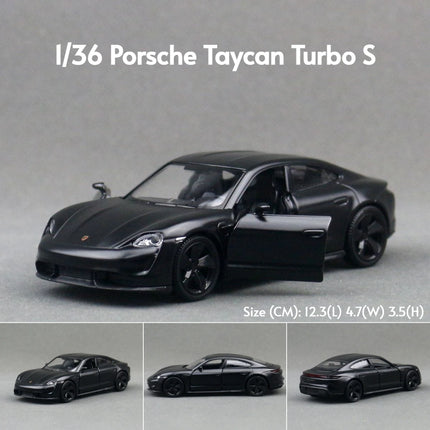 1/36 Porsche Taycan Toy Car Model For Children RMZ CiTY Diecast Super Sport Miniature Pull Back Collection Gift For Kid Boy
