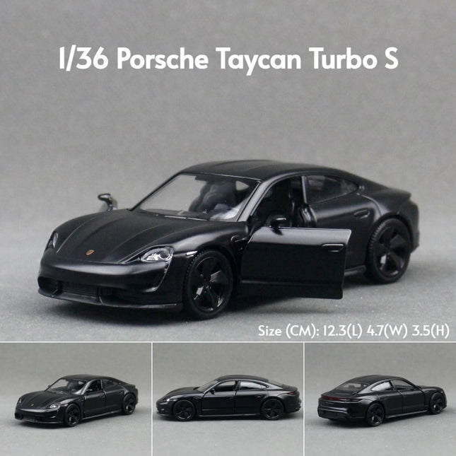 1/36 Porsche Taycan Toy Car Model For Children RMZ CiTY Diecast Super Sport Miniature Pull Back Collection Gift For Kid Boy