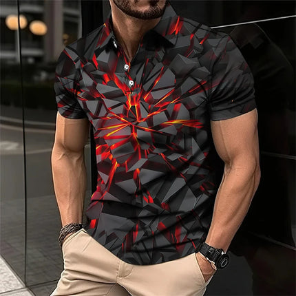 Mecha 3D Printed Short Sleeve Polo Shirts For Men Clothes Cool Tech Style Short Sleeve Fashion Techwear Sports Muscle POLO Shirt