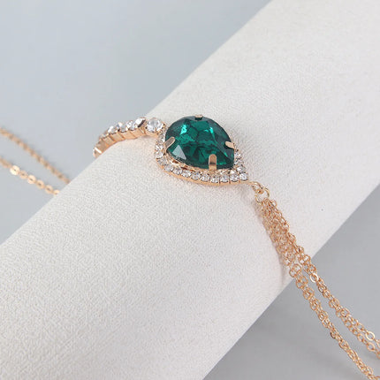 Fashionable Neck Hanging Retro Style Waterdrop Emerald Chest Chain Woman Beach Body Chain Jewelry