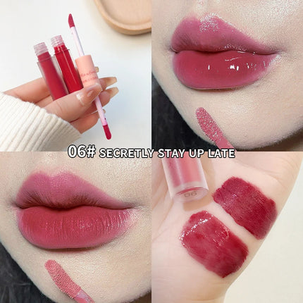 Double-Headed Lip Gloss Waterproof Moisturizing Long-Lasting Mist Matte Velvet Mirror Lip Gloss Cosmetics