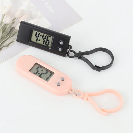 Electronic Keychain Clock Compact Mini Pocket Watch Portable Electronic Clock Digital Oval Hanging Watch For Students Daily
