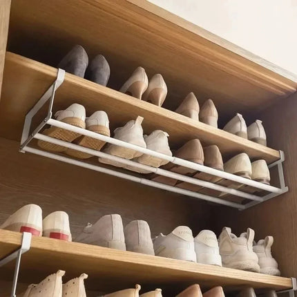 Adjustable Shoe Rack | Space-Saving Layered Organizer For Home Shoe Cabinets | Under-Shelf Shoe white
