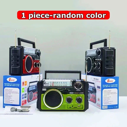 FP-722-S Dual Solar Charging AM/FM/SW1-2 4-band Radios HIFI Stereo Bluetooth Speaker Portable Mp3 Music Player Built in Speakers