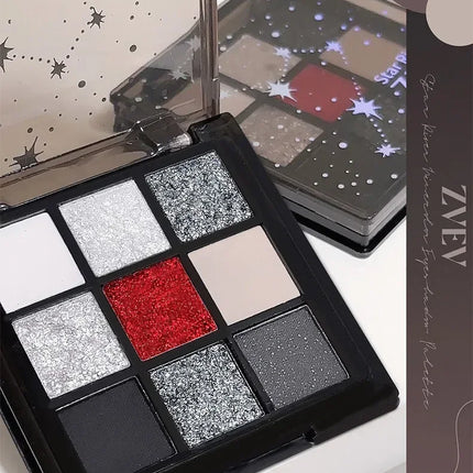 9 Colors Smoky Black Red Eye Shadow Palette Sweet Cool Eyeshadow Long Lasting Shimmer Eyes Makeup Dark Pressed Glitter Eyeshadow