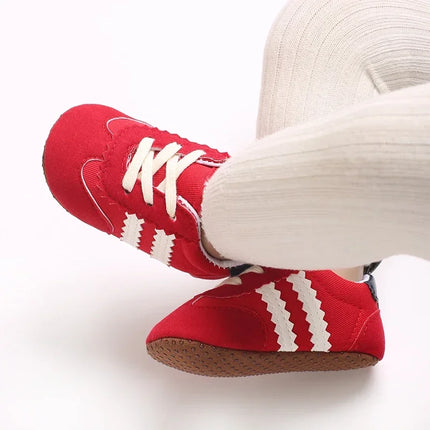 Fashion color blocking casual shoes Baby First Walkers 0-18M newborn children's canvas sports shoes soft soled baby shoes
