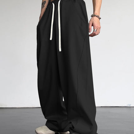 Men's Straight Sweatpants Wide Leg Track Pants Sports Baggy Pants Breathable Outdoor Jogging Pants Fashion Streetwear Trousers