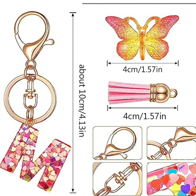 Fashion DIY A-Z Letters Keychain Metal Holder Pendant Key Chain Women Car Key Ring Simple Letter Name Key Party Gift Jewelry