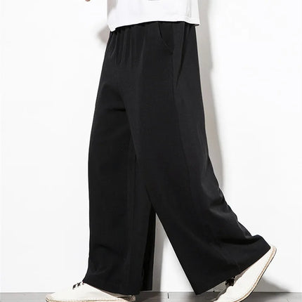 2026 Autumn Plus Size Hip Hop wide leg Pants Men Casual Loose Trousers big size cotton linen pants Joggers M-6XL 7XL Sweatpants